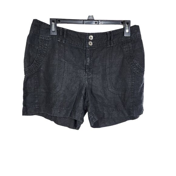 INC International Concepts Womens Shorts Sz 6 Black Casual 100% Linen Rhinestone - Picture 1 of 8